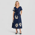 Botanical Short Sleeve Midi Dress